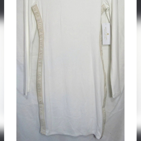 NWT SPIRITUAL GANGSTER WHITE RIBBED LOVE IS THE ANSWER BODYCON LONG SLEEVES XL&S - Picture 4 of 15